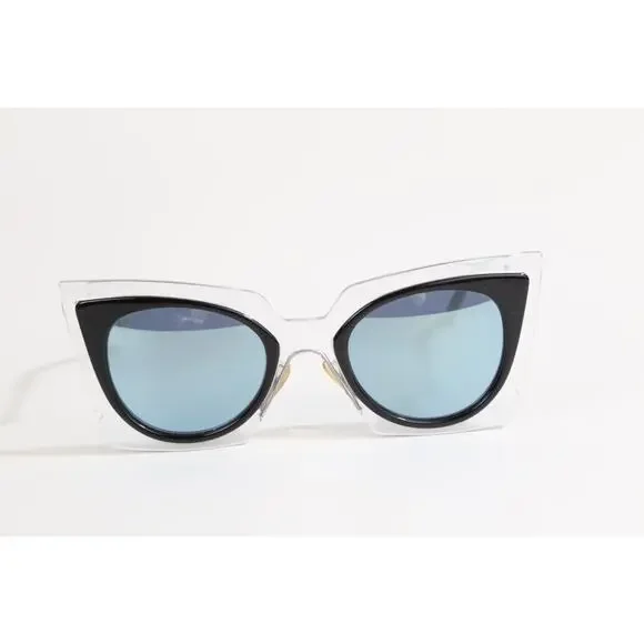 Fendi Cat Eye Sunglasses Blue Tint Lenses Black & Clear  display picture 3